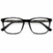 Front view of black and smoke grey rectangular full-rim eyeglasses