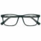 Front view of matte deep-green rectangular eyeglasses