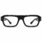 Front view of glossy black flat-top rectangular eyeglasses