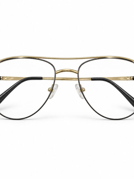 Gold-Tone Aviator Eyeglasses – Unisex