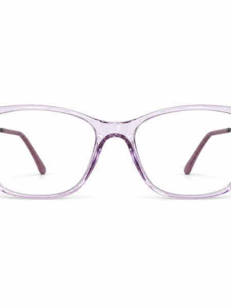 Transparent Lavender Cat-Eye Eyeglasses — front view