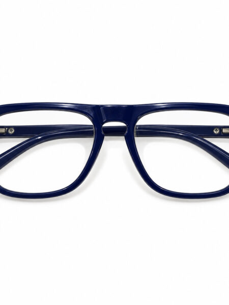 Navy Blue Double-Bridge Aviator Eyeglasses — front view