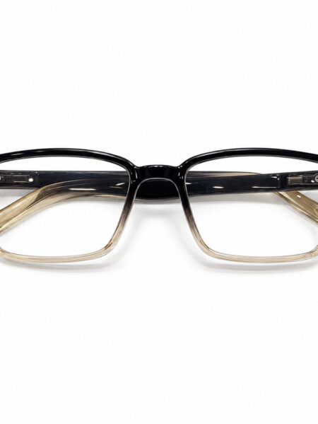 Black and Champagne Rectangle Eyeglasses — front view