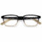 Black and Champagne Rectangle Eyeglasses — front view