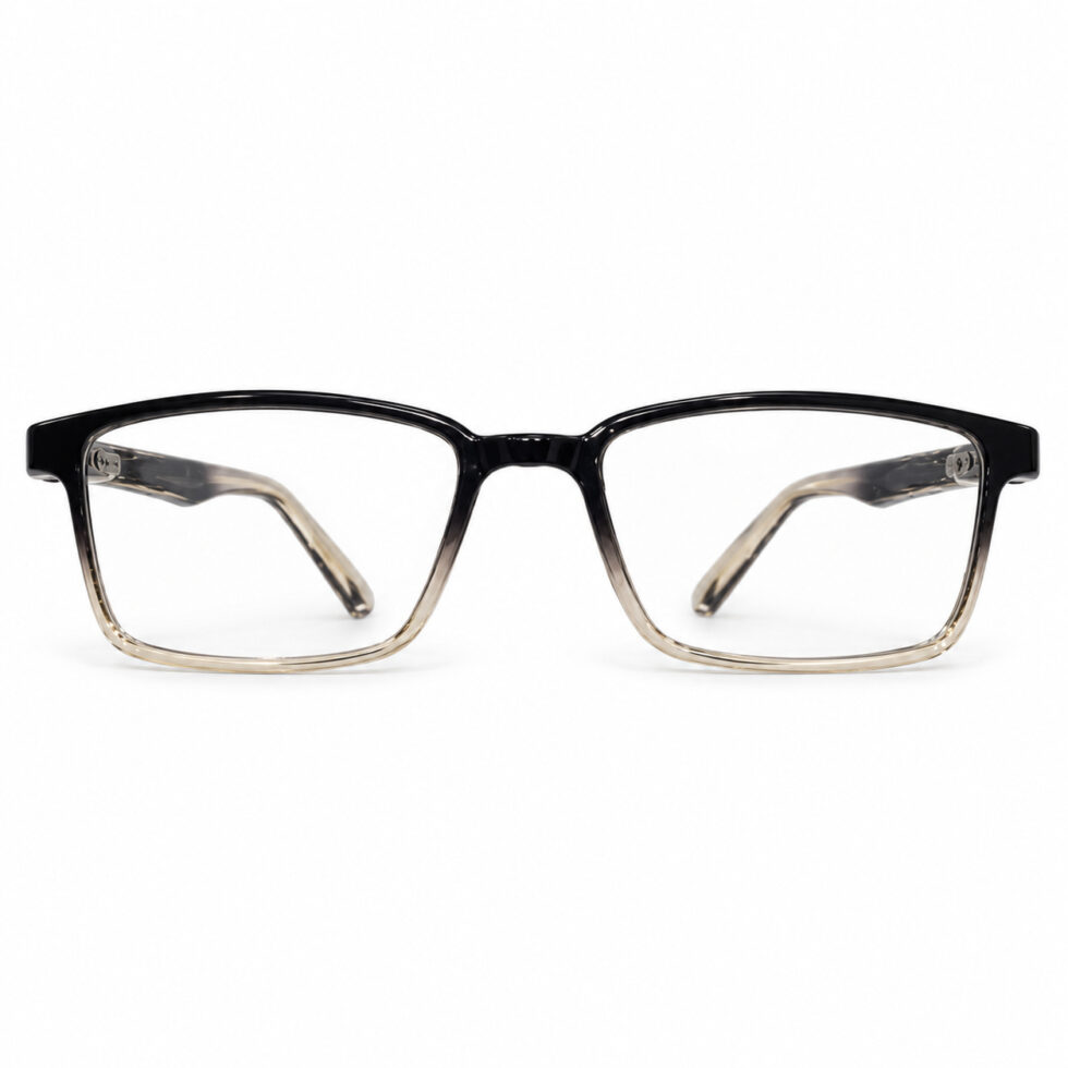 Black and Champagne Rectangle Eyeglasses — angled product view
