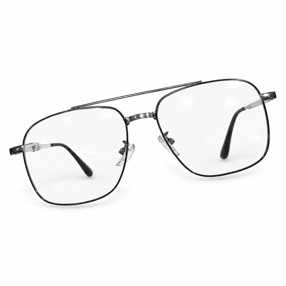 Silver-Tone Double-Bridge Aviator Eyeglasses — alternate product angle
