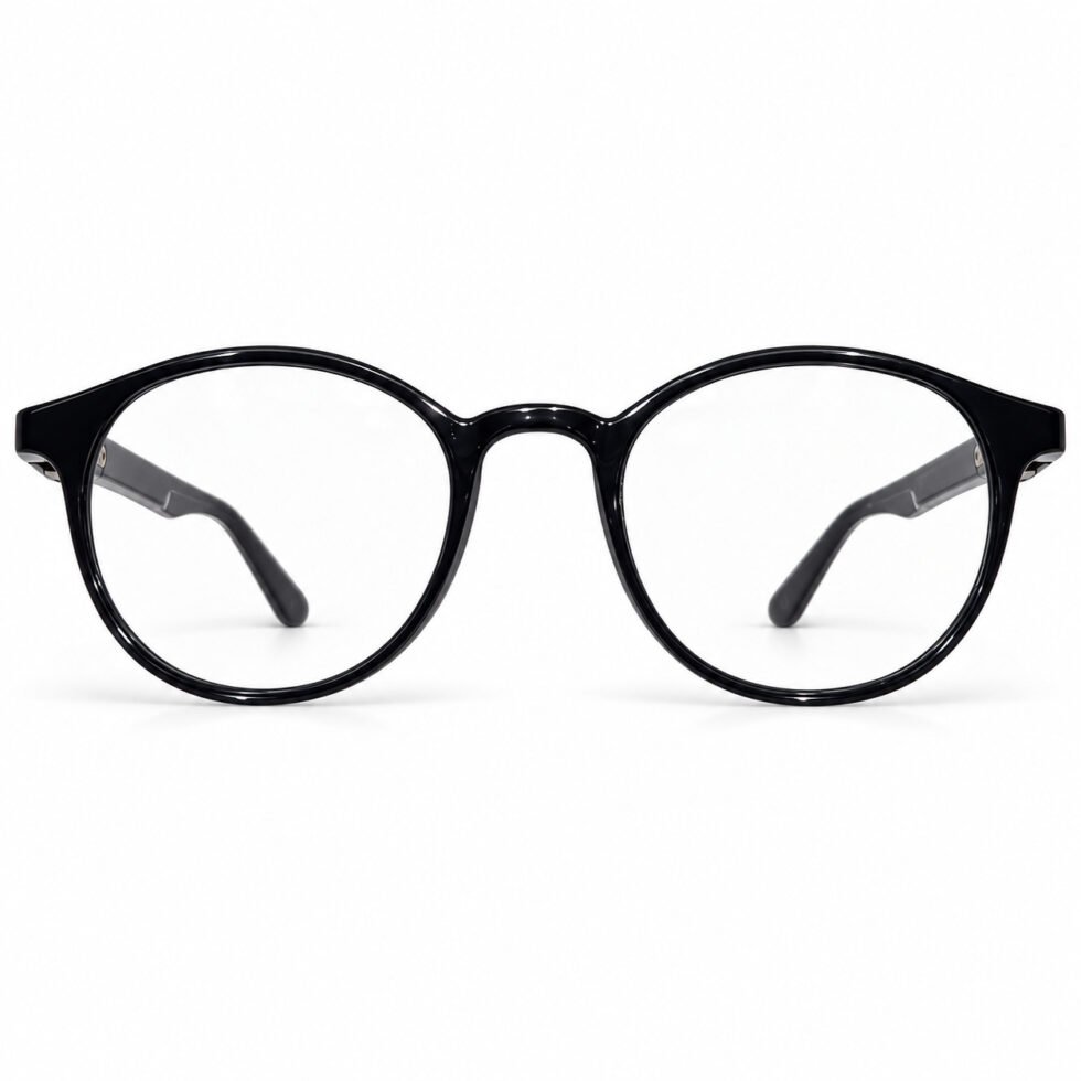 Deep Navy Round Eyeglasses — front view