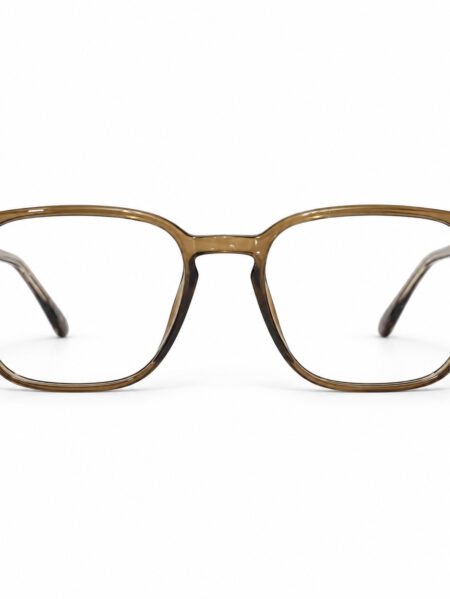 Transparent Brown Square Eyeglasses — front view