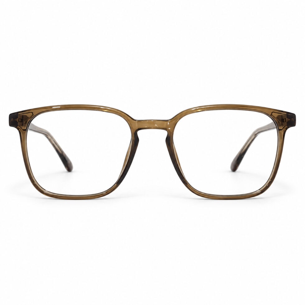 Transparent Brown Square Eyeglasses — front view