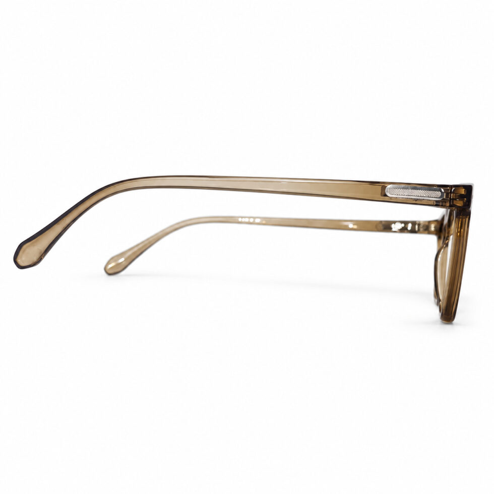 Transparent Brown Square Eyeglasses — angled product view