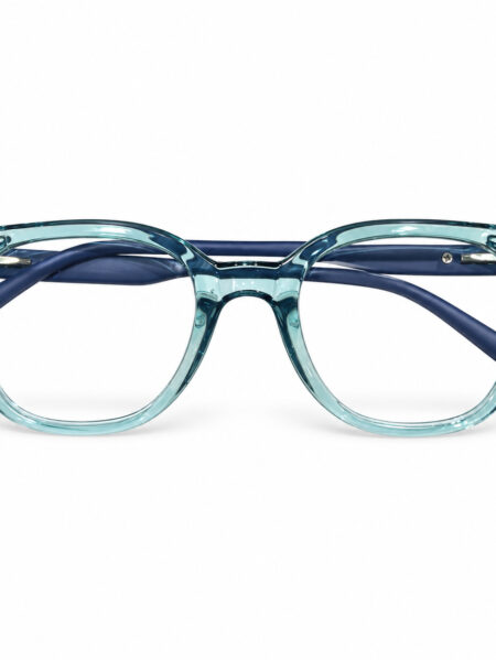 Transparent Teal Square Eyeglasses — front view